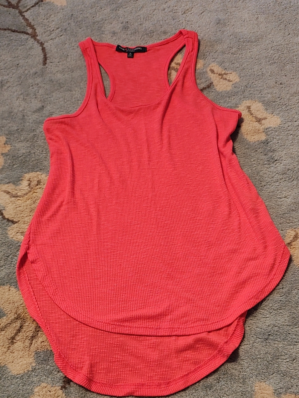 One ❤️ Clothing Los Angeles Coral Ribbed Racerback Tank Top